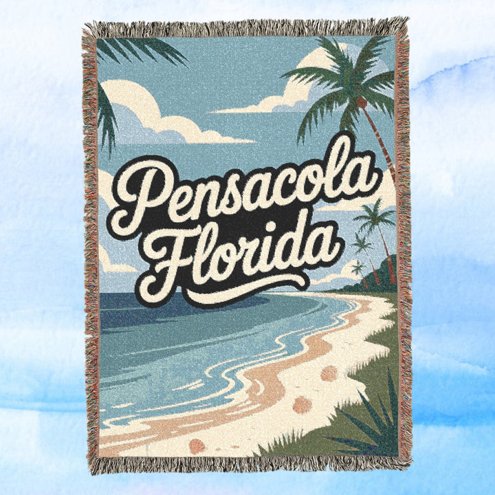 Pensacola Florida Cozy Woven Blanket – Beach Lover’s Home Décor