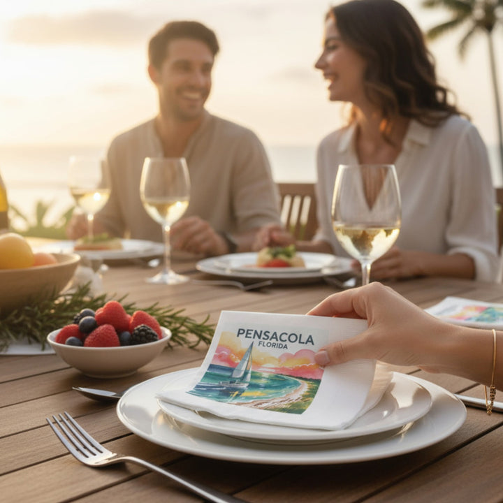 Pensacola Florida Coined Napkins – Beach Vibes, Perfect for Parties
