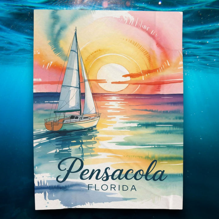 Pensacola Florida Velveteen Plush Blanket - Nautical Decor for Beach Lovers