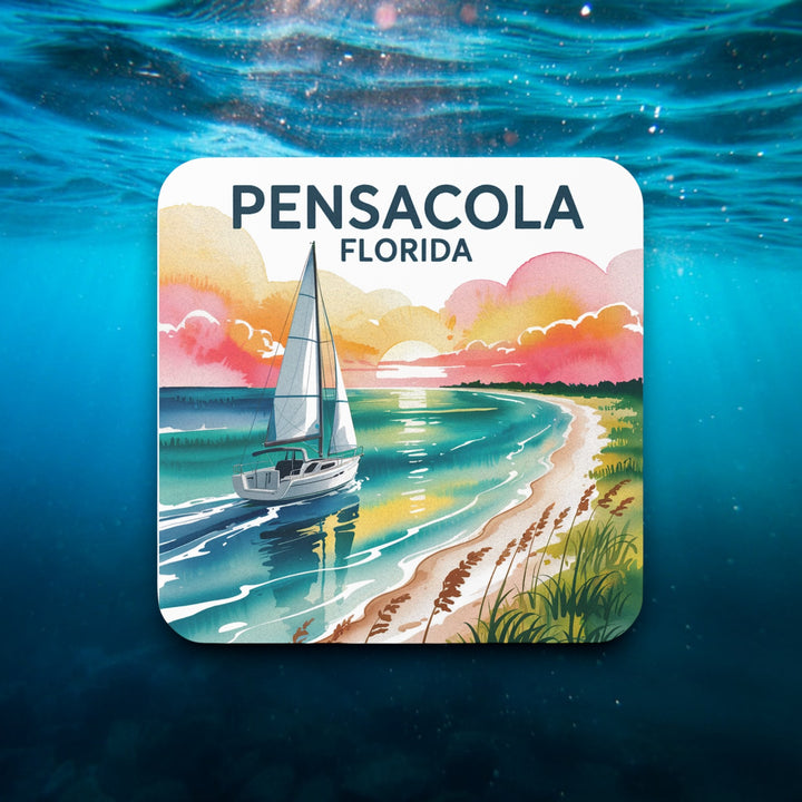 Pensacola Sunset Cork Back Coaster | Pensacola Beach Decor, Beach Lover's Gift