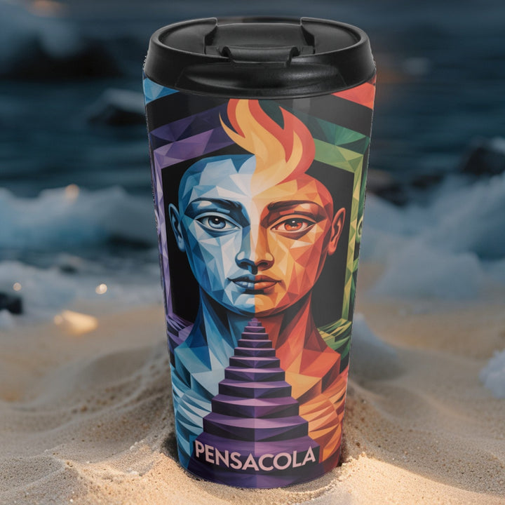 Colorful Pensacola Stainless Steel Travel Mug - Artistic Design for On-the-Go Coffee Lovers