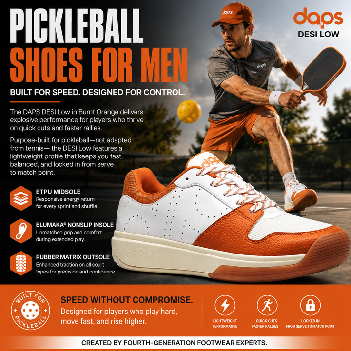 DAPS DESI Low Burnt Orange Men's Pickleball Shoes | Speed