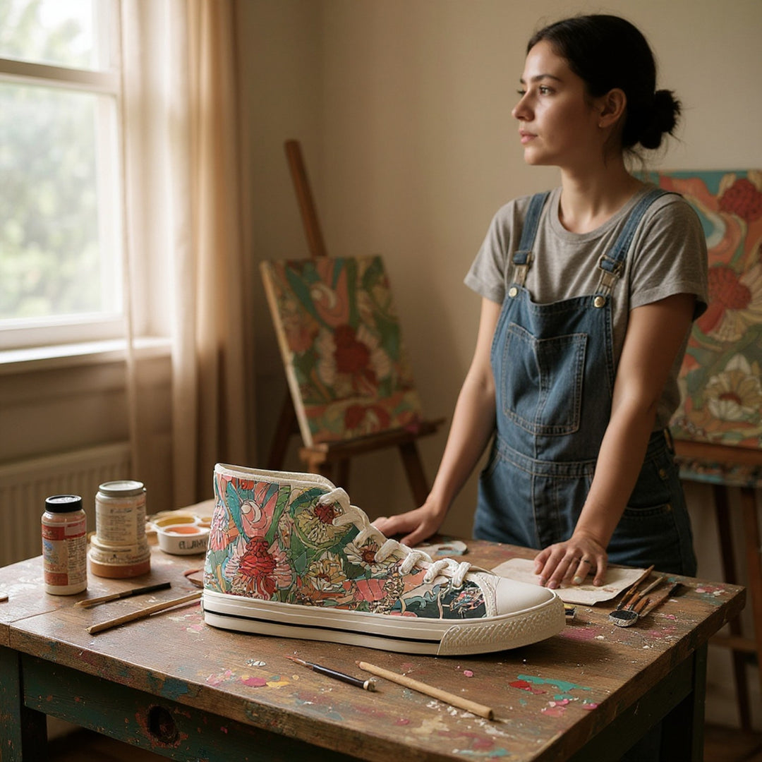 Women's High Top Sneakers - Pink Sea Dragon Dreams