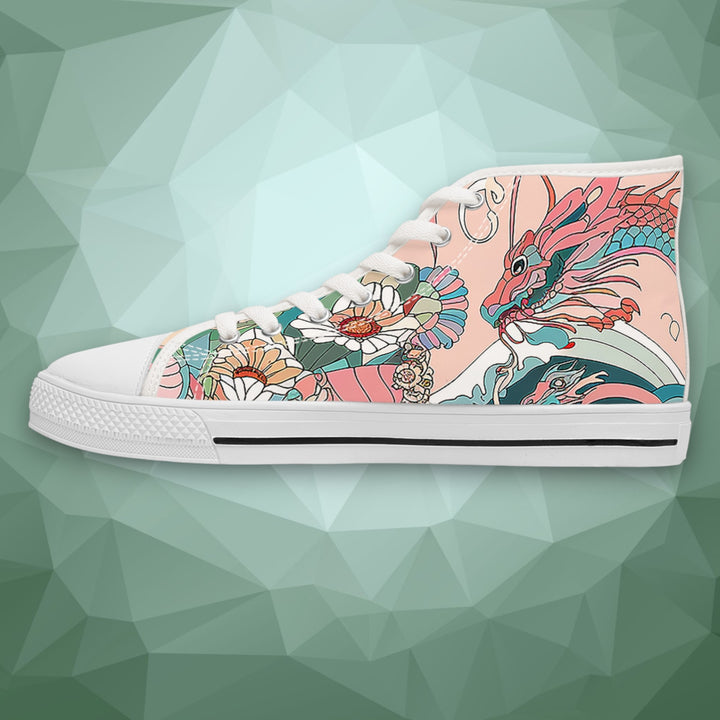 Women's High Top Sneakers - Pink Sea Dragon Dreams