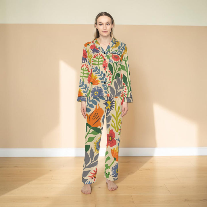 Women's Satin Pajamas - Coastal Flowers