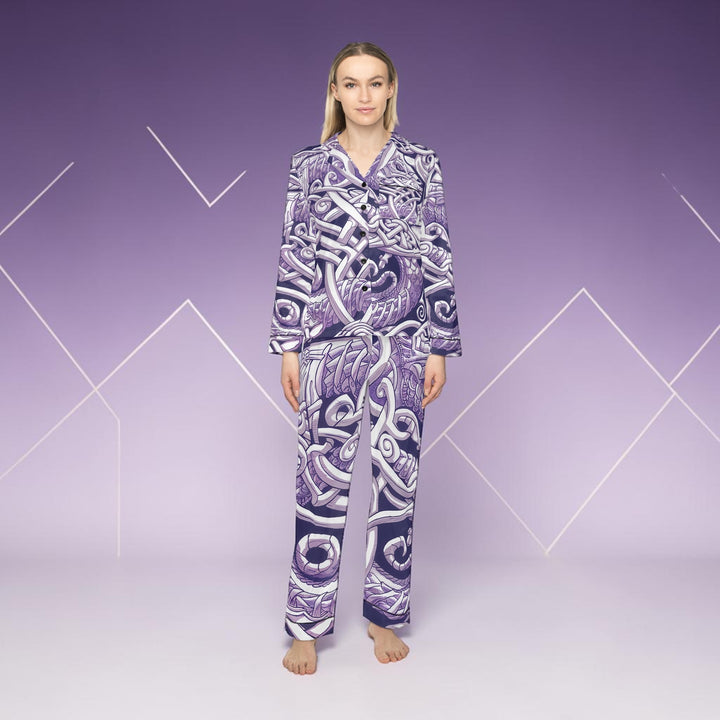 Purple Celtic Dragon Satin Pajamas