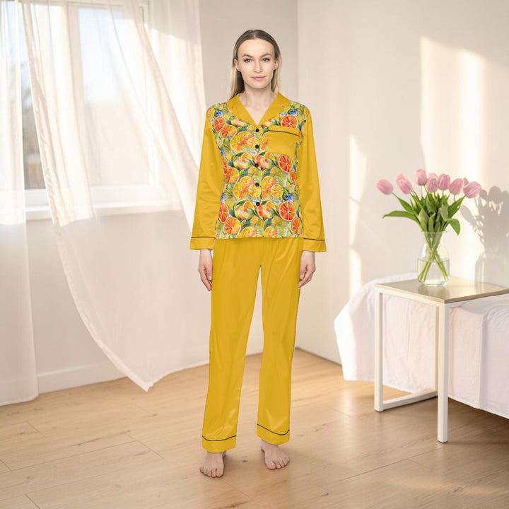 Women's Satin Pajamas  - Orange Sunshine