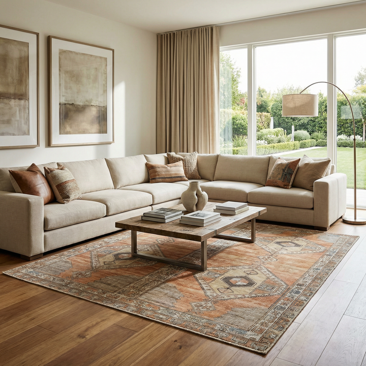 Medinah Washable Runner Rug – Traditional Medallion Runner Rug