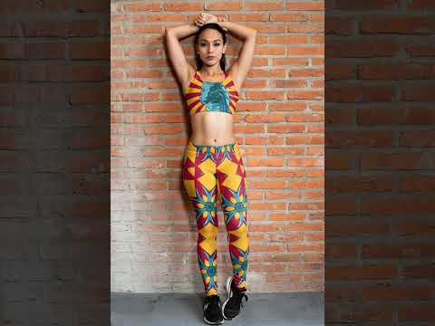 High Waisted Yoga Leggings - Red Yellow Dragon Delight