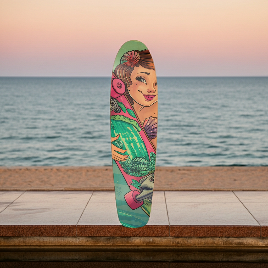 Mermaid Frolic Skateboard – Playful Mermaid Art Deck