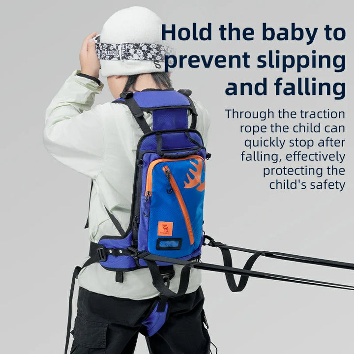 Kids’ Ski Training Backpack With Traction Rope – H53