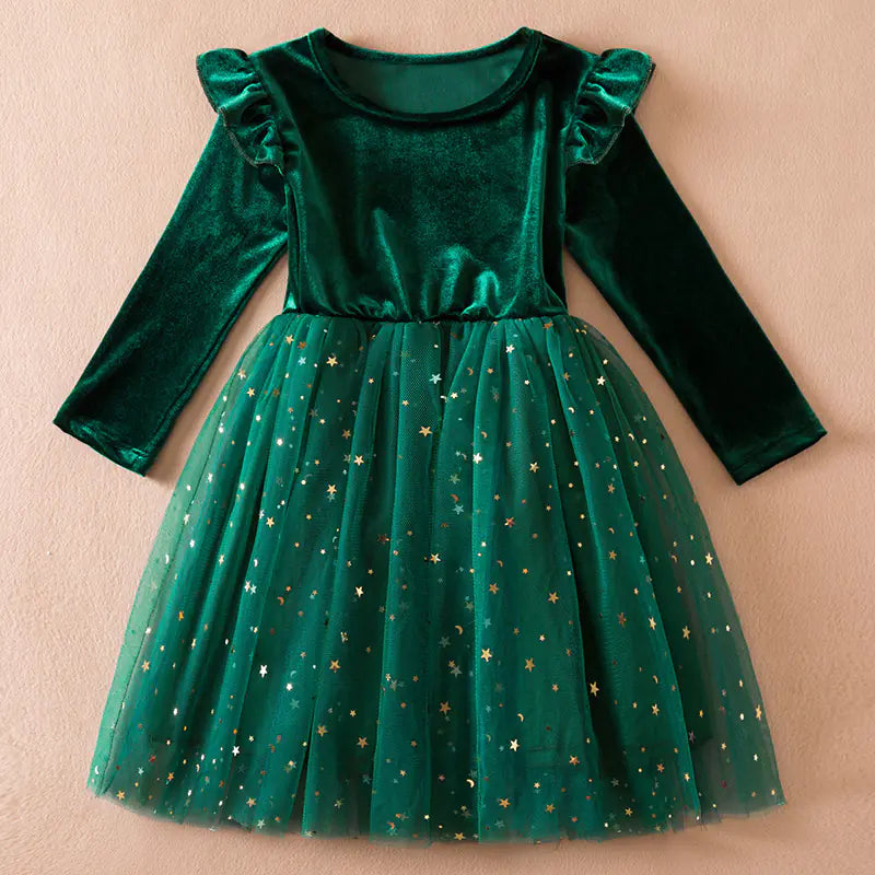 Girls’ Long-Sleeve Corduroy Princess Dress – Autumn and Winter
