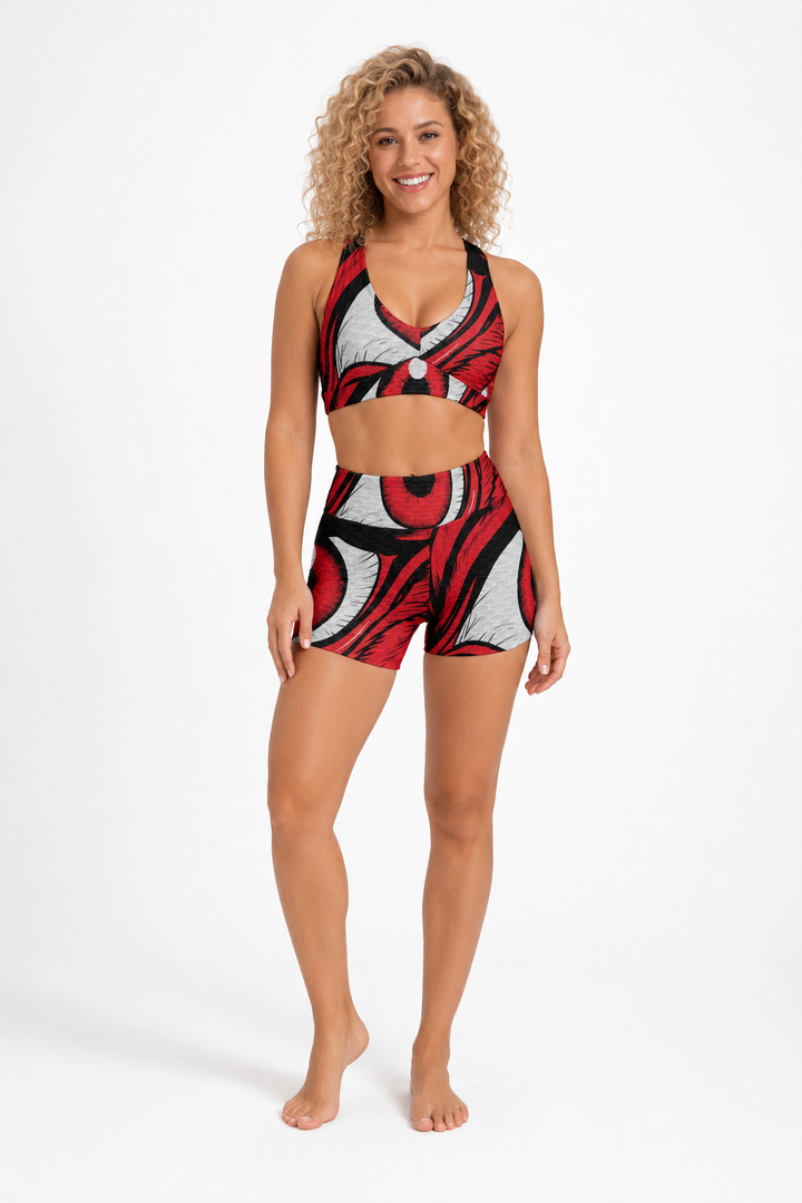 Red Eye Women’s Sports Bra and Shorts Set