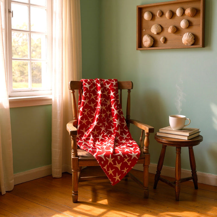 Velveteen Plush Blanket - Red Stars