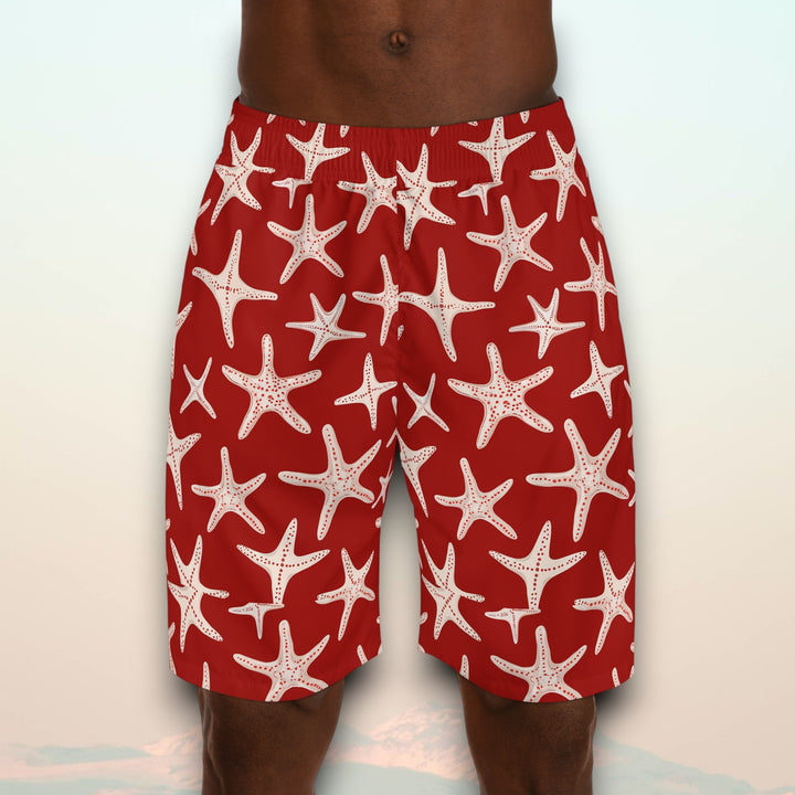 Men's Jogger Shorts - Red Stars