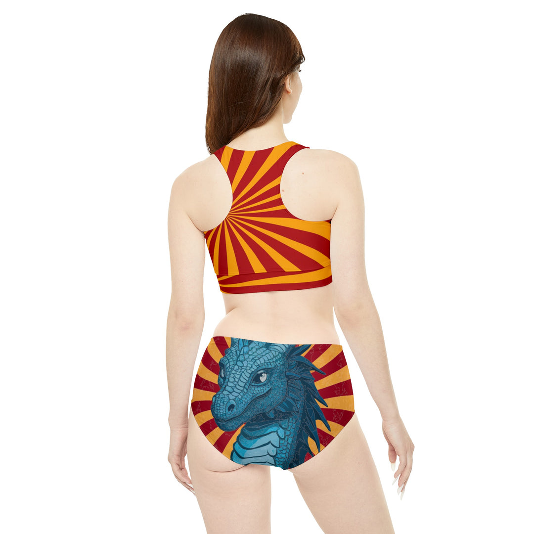 Two-piece Swimsuit Set - Red Yellow Dragon