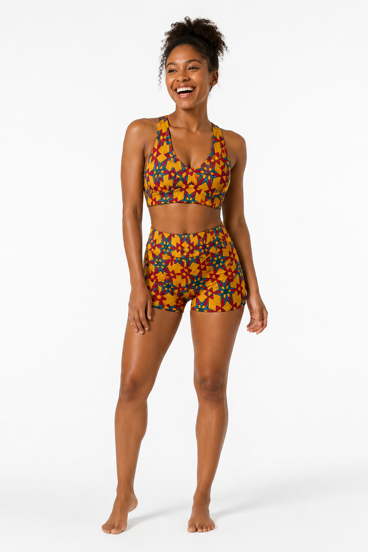 Red Yellow Dragon Delight Women's Sports Bra Suit