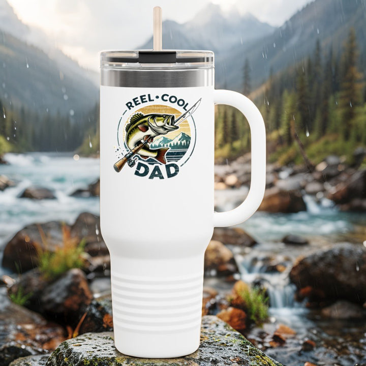 Reel Cool Dad Insulated Travel Mug - Perfect Father's Day Gift, Fishing Lover Mug, Outdoor Adventure Tumbler, Summer Drinkware