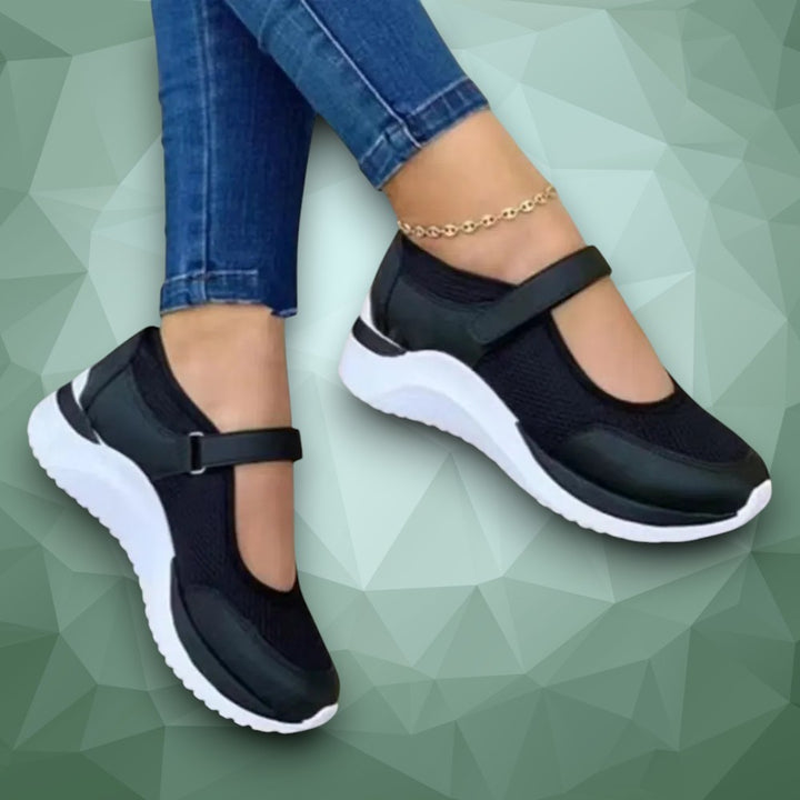 Velcro Strap Round-Toe Wedge Sneakers