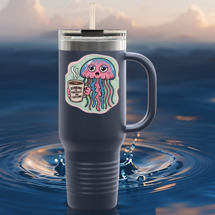 Running On Tentacles and Caffeine Octopus Insulated Travel Mug, 40oz