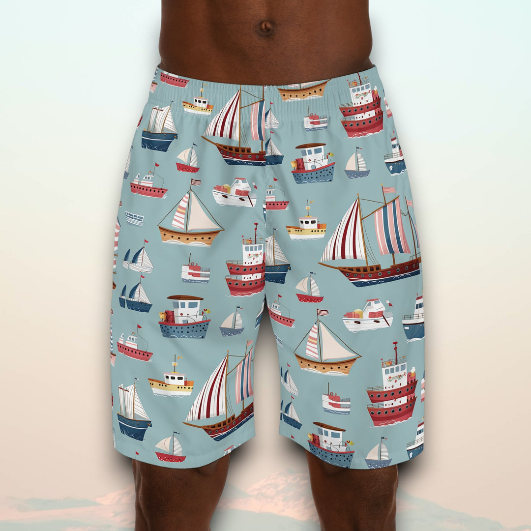 Men's Jogger Shorts - Sail Boats