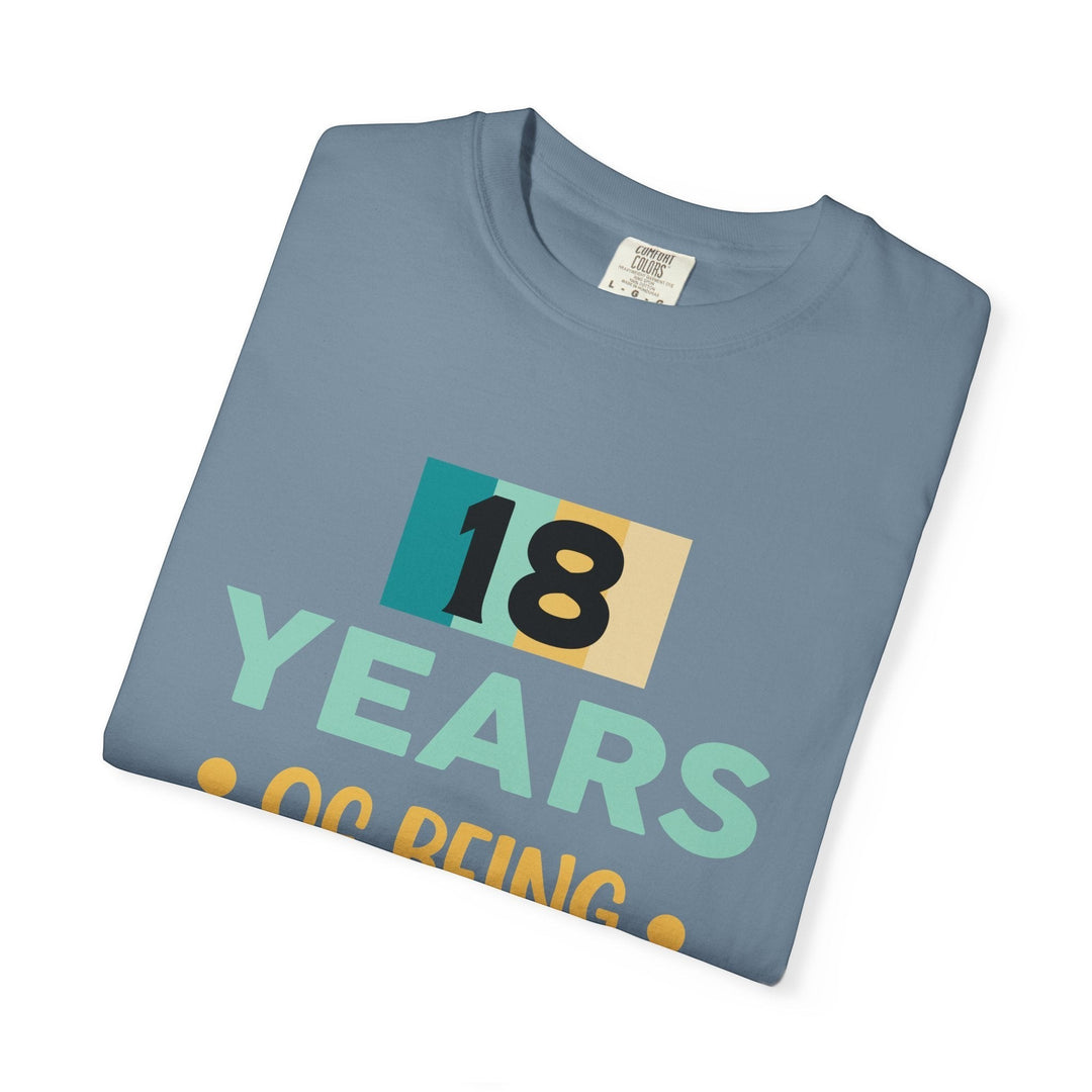 Sea Dragon Dreams 18th birthday unisex t-shirt in blue cotton with bold graphic print for milestone celebration.