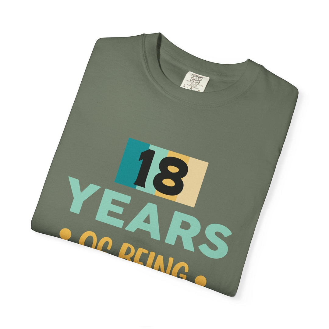 Sea Dragon Dreams 18th birthday unisex t-shirt in olive green cotton with a retro graphic print.