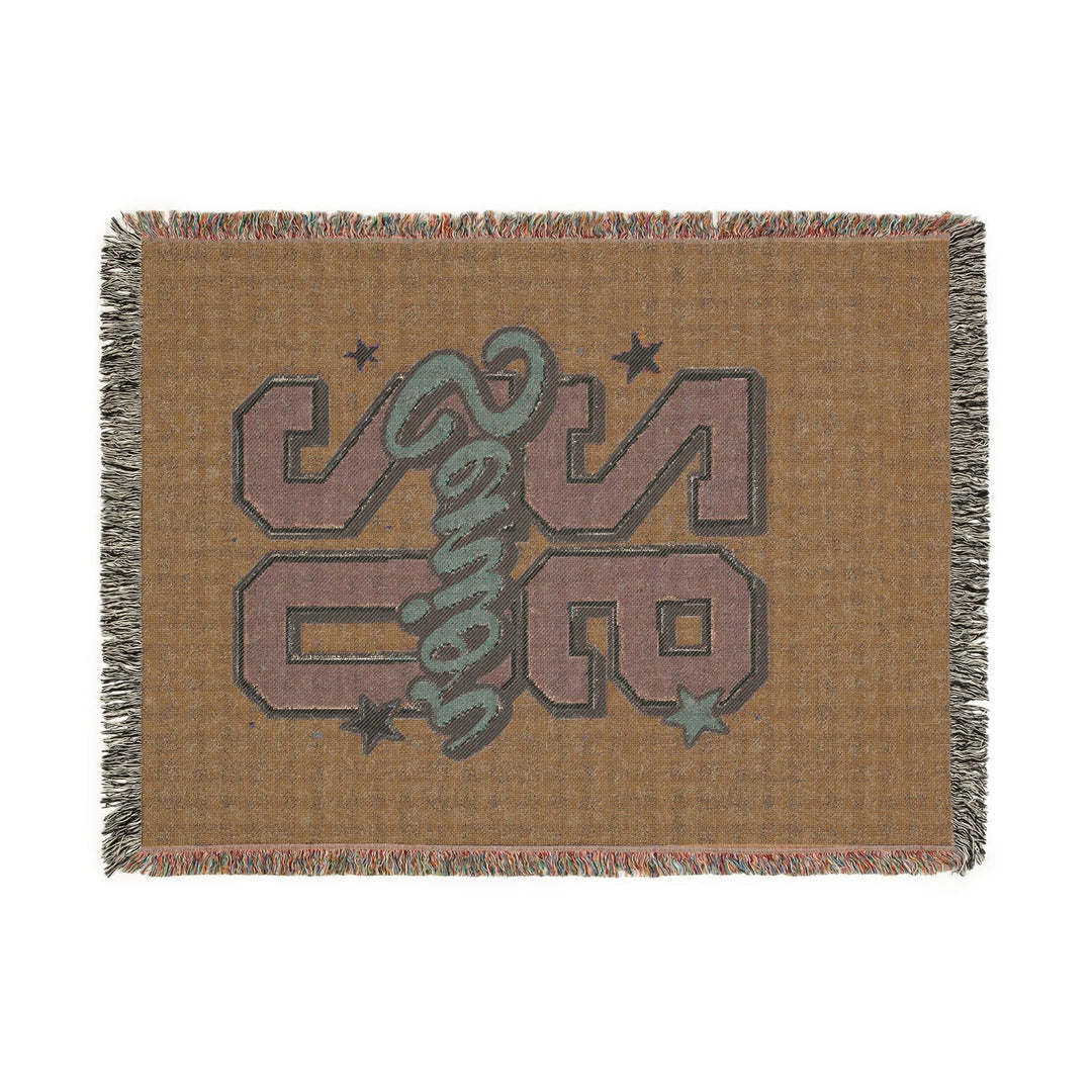 Sea Dragon Dreams 2026 senior woven cotton throw blanket with fringed edges and celebratory graduation design