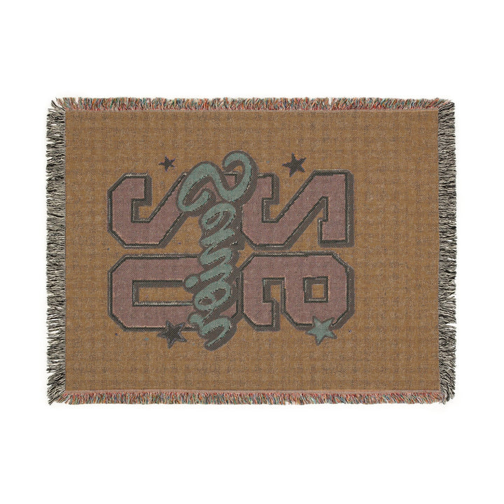 Sea Dragon Dreams 2026 senior woven cotton throw blanket with fringed edges and celebratory graduation design
