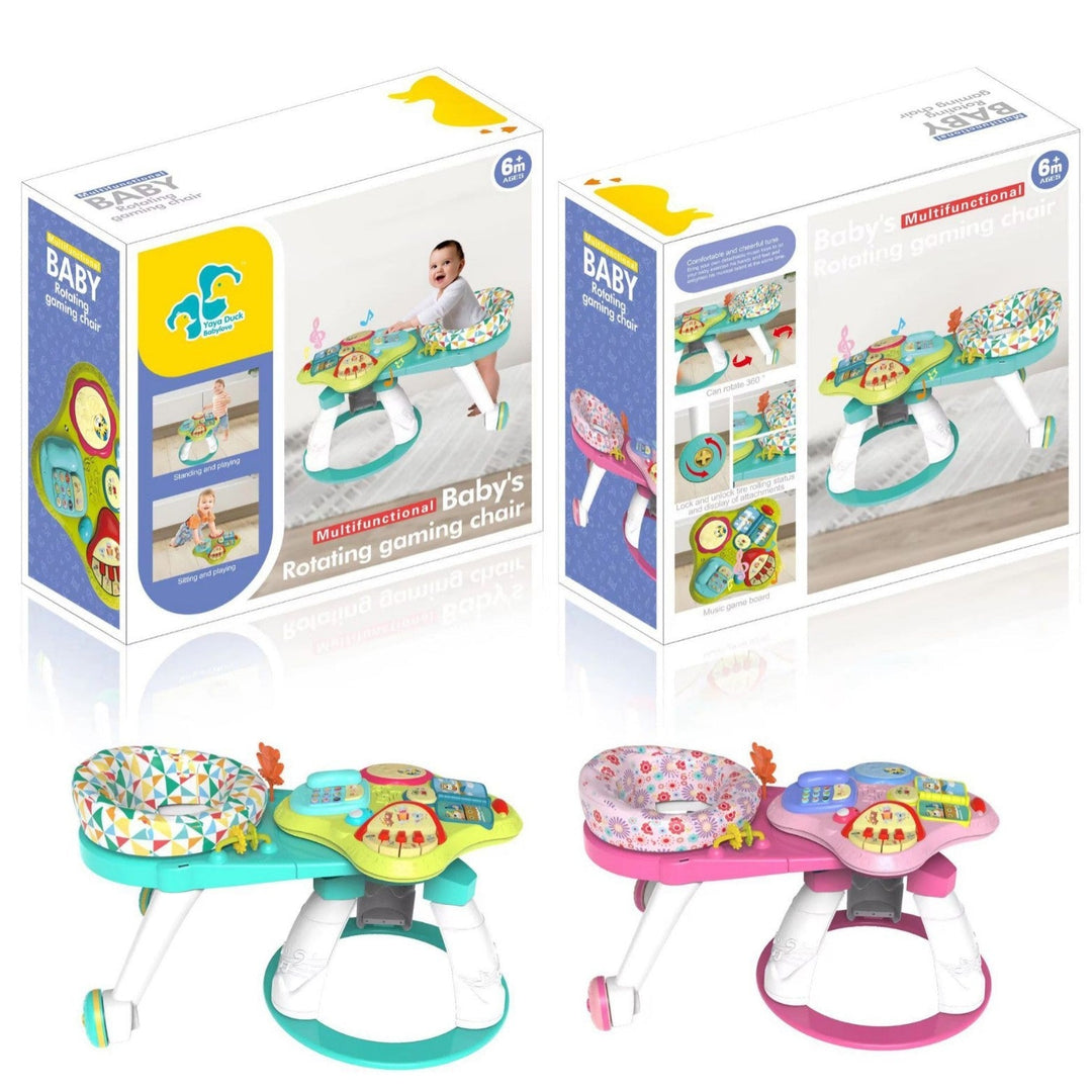 Sea Dragon Dreams interactive baby activity play table with lights, sounds, and rotating seat in pink and green