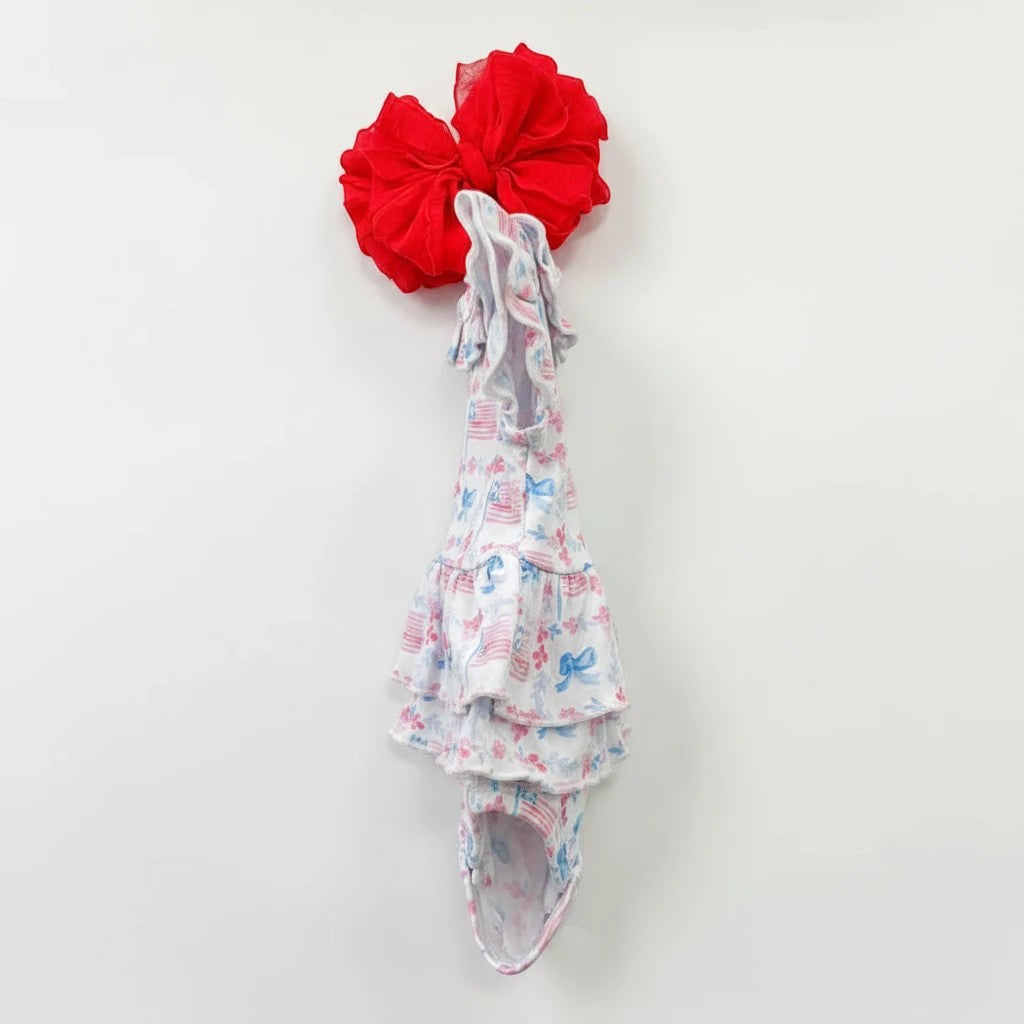 Sea Dragon Dreams American Girl bamboo onesie with flutter sleeves, ruffled neckline, and layered tutu skirt.