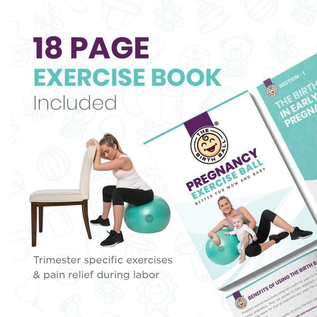 Sea Dragon Dreams pregnancy birth ball with included 18-page exercise guide for labor and postpartum fitness