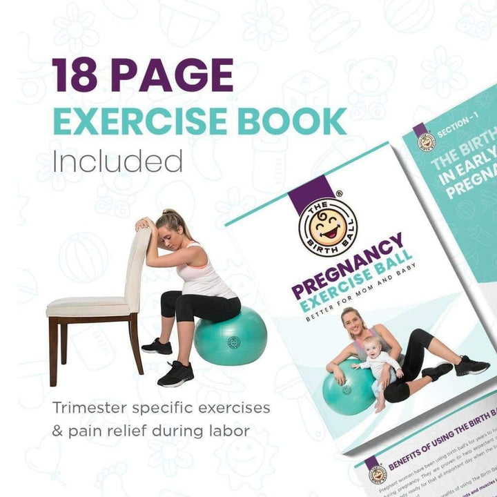 Sea Dragon Dreams pregnancy birth ball with included 18-page exercise guide for labor and postpartum fitness