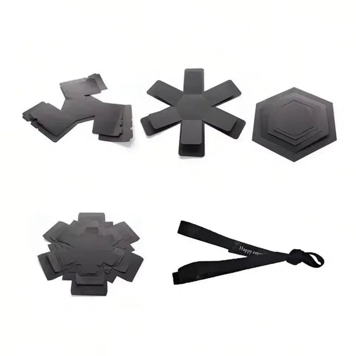 Sea Dragon Dreams black DIY explosion photo box scrapbook kit with hexagonal layers and ribbon for personalized gifts