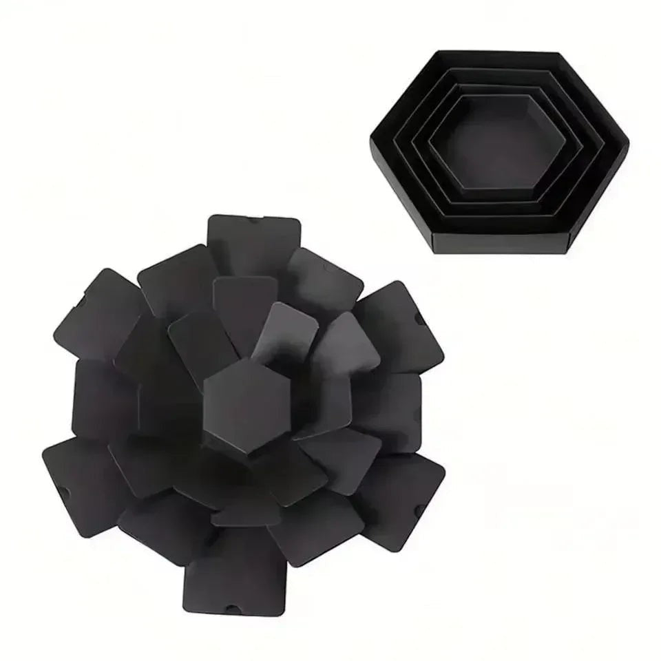 Sea Dragon Dreams black hexagonal DIY explosion photo box scrapbook with multiple layers and pockets for memories