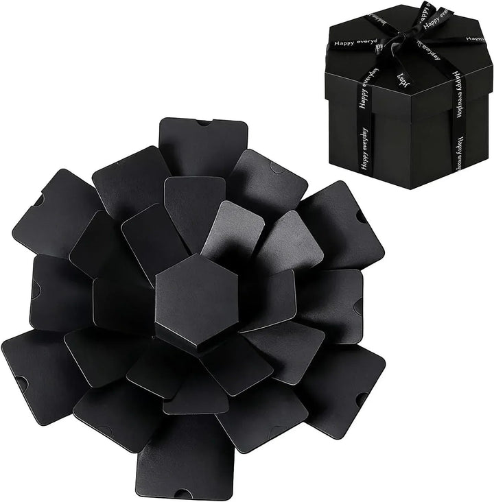 Sea Dragon Dreams black DIY explosion photo box scrapbook with blossom opening effect and gift ribbon