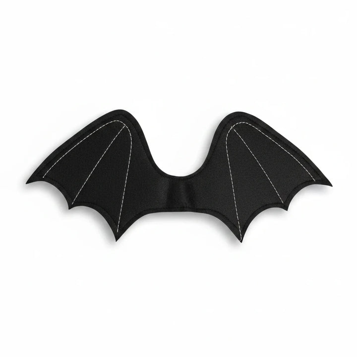 Sea Dragon Dreams black felt bat wings for children with white stitching detail, perfect for Halloween costumes.
