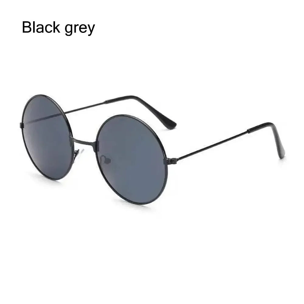 Sea Dragon Dreams novelty round sunglasses with black grey lenses and a thin metal frame for cosplay and costumes.