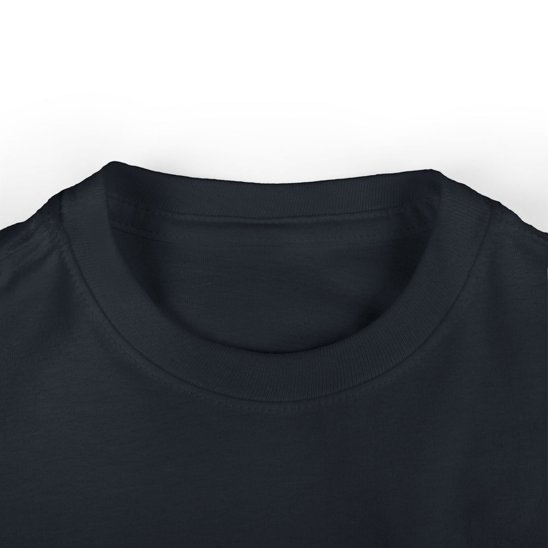 Sea Dragon Dreams black infant fine jersey cotton t-shirt with a ribbed crew neckline and taped shoulders.