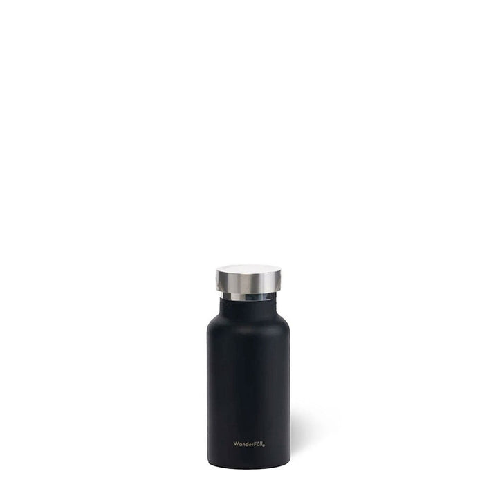 Sea Dragon Dreams 350 ml black stainless steel reusable water bottle with silver cap