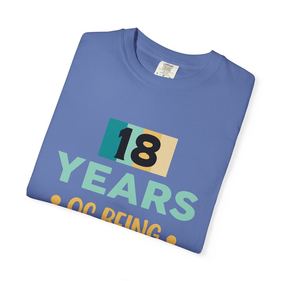 Sea Dragon Dreams 18th birthday unisex t-shirt in blue cotton with a bold graphic print for milestone celebrations.