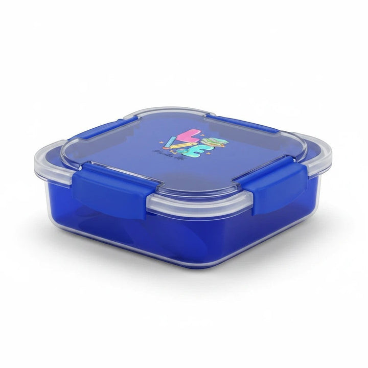 Sea Dragon Dreams blue two-tier bento box with Love Teacher's Life graphic, BPA-free and microwave-safe lunch container.