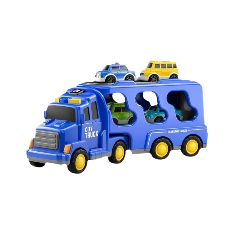 Sea Dragon Dreams blue city truck carrier toy with six mini vehicles featuring lights and sounds for kids