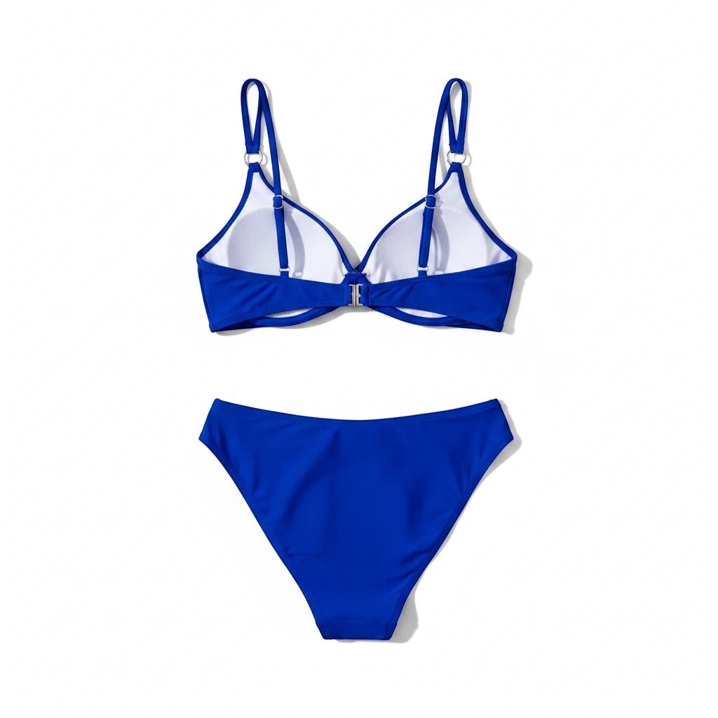 Sea Dragon Dreams royal blue push-up bikini set with crop-style top and matching bottoms, back view.