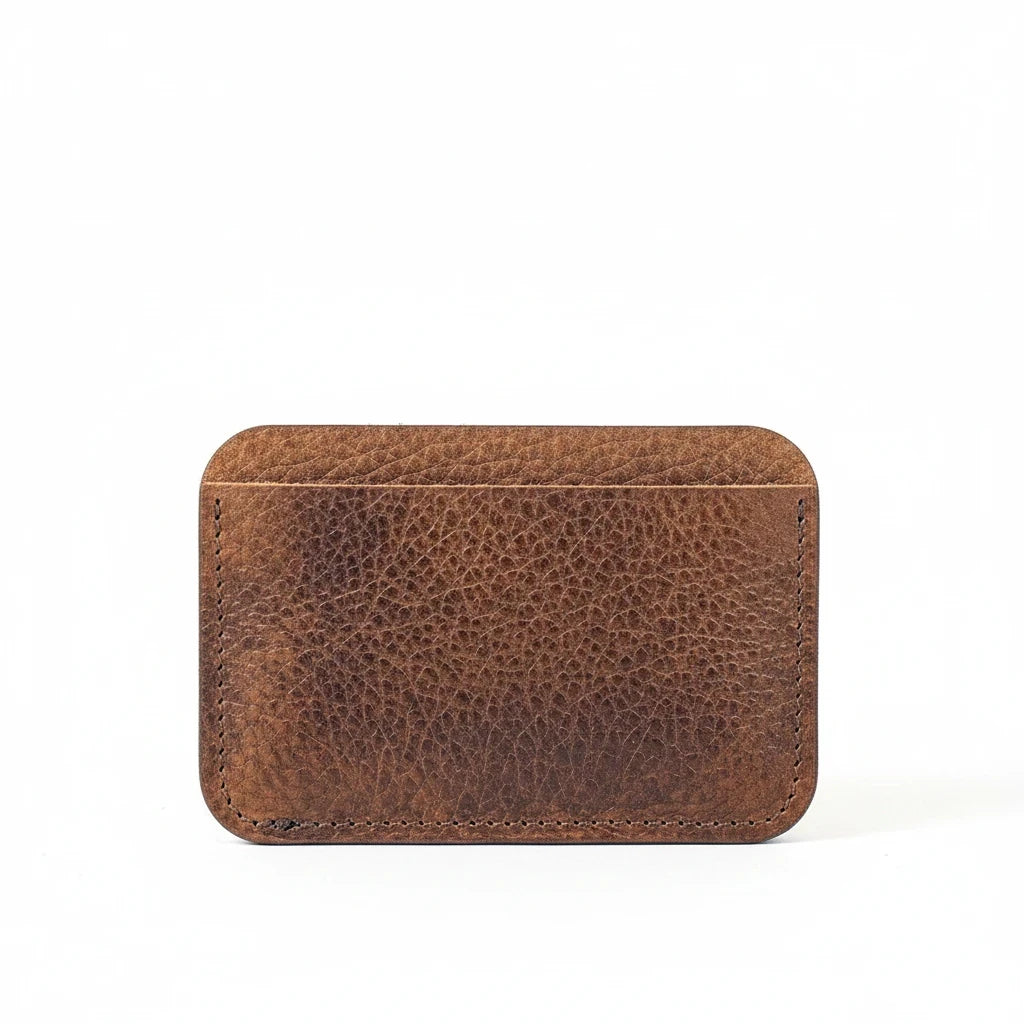 Sea Dragon Dreams Portland Leather Card Case in brown top-grain bovine leather with a slim, minimalist design.