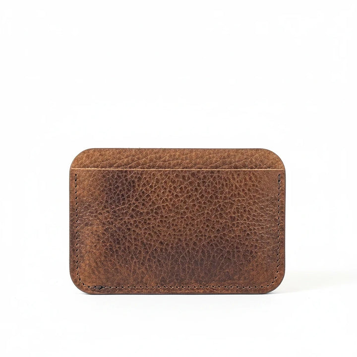 Sea Dragon Dreams Portland Leather Card Case in brown top-grain bovine leather with a slim, minimalist design.