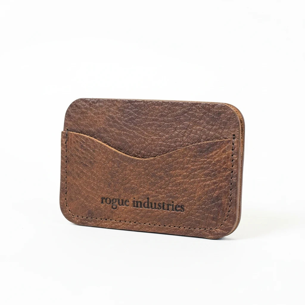Sea Dragon Dreams Portland Leather Card Case in brown top-grain bovine leather with a slim, minimalist design.