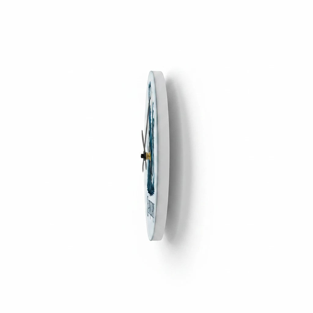 Sea Dragon Dreams Capricorn acrylic wall clock shown from a side profile view against a plain white background.