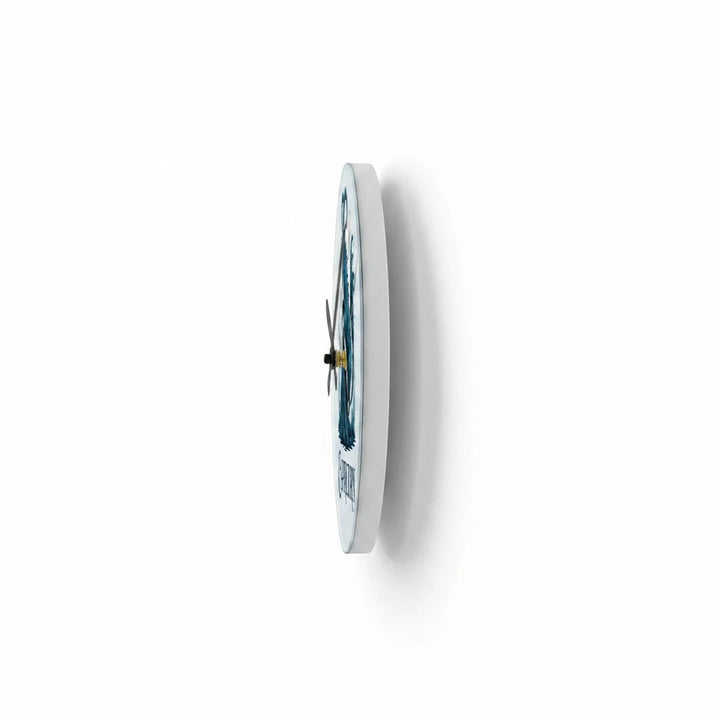 Sea Dragon Dreams Capricorn acrylic wall clock shown from a side profile view against a plain white background.
