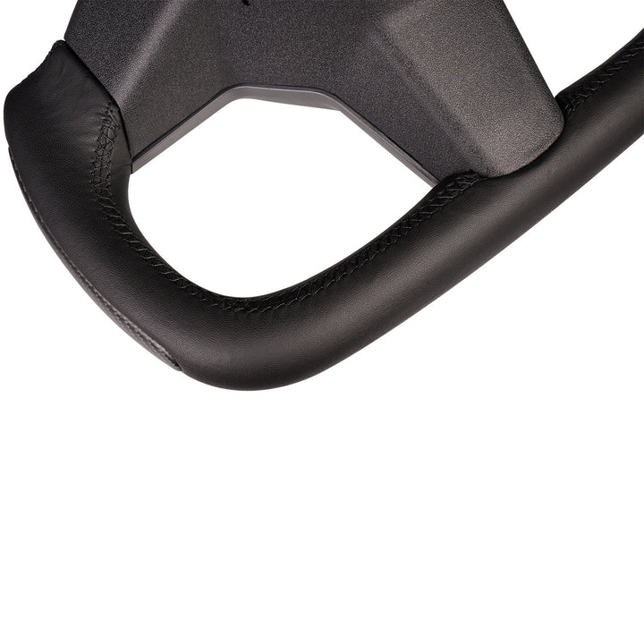 Sea Dragon Dreams carbon fiber yoke steering wheel with black leather grip and detailed stitching for Tesla Model 3 Y